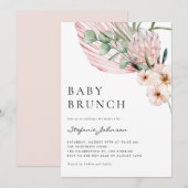 Roze Waterverf Protea Tropische Baby Brunch Kaart (Voorkant / Achterkant)