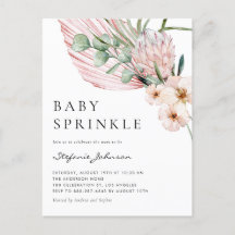 Roze Waterverf Protea Tropische Baby Sprinkle