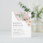 Roze Waterverf Protea Tropische Bridal Brunch Uitnodiging Briefkaart (Staand voorkant)