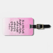 Roze Waterverf Proverbs 31 Christelijke vrouwen Bi Bagagelabel (Voorkant horizontaal)