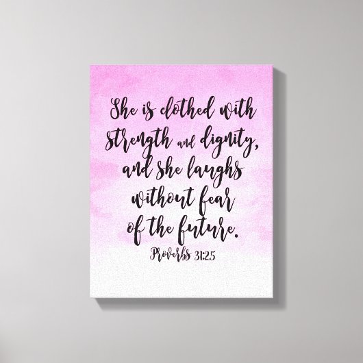 Roze Waterverf Proverbs 31 Christelijke vrouwen Bi Canvas Afdruk (Voorkant)