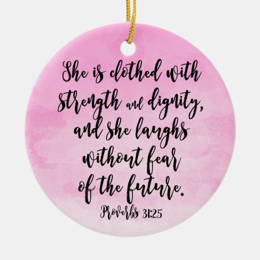 Roze Waterverf Proverbs 31 Christelijke vrouwen Bi Keramisch Ornament (Voorkant)