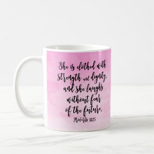 Roze Waterverf Proverbs 31 Christelijke vrouwen Bi Koffiemok (Links)