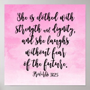 Roze Waterverf Proverbs 31 Christelijke vrouwen Bi Poster