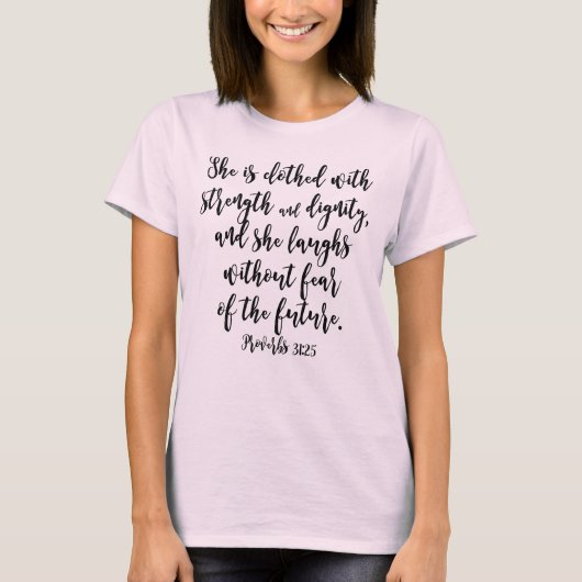 Roze Waterverf Proverbs 31 Christelijke vrouwen Bi T-shirt (Voorkant)