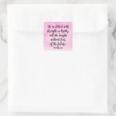 Roze Waterverf Proverbs 31 Christelijke vrouwen Bi Vierkante Sticker (Tas)