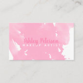 Roze waterverf pushtrokes make-up typografie visitekaartje (Voorkant)