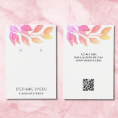 Roze Waterverf QR Code Oorbellen Display Kaart