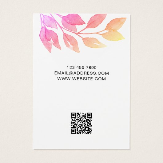 Roze Waterverf QR Code Oorbellen Display Kaart (Achterkant)