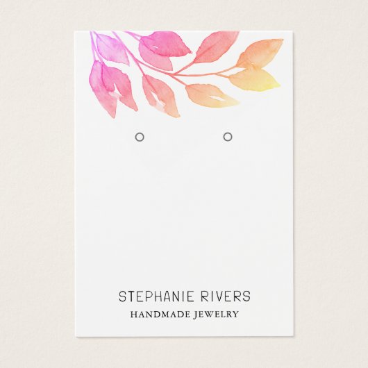 Roze Waterverf QR Code Oorbellen Display Kaart (Voorkant)