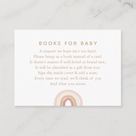 Roze Waterverf Rainbow Book-aanvraag Informatiekaartje (Voorkant)