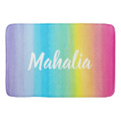 roze Waterverf Rainbow Name Modern Badmat (Voorkant)