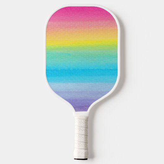  roze Waterverf Rainbow Trendy Script Name Pickleball Paddle (Achterkant)