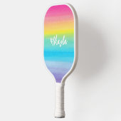  roze Waterverf Rainbow Trendy Script Name Pickleball Paddle (Links)