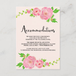 Roze Waterverf Ranunculus Accommodatie-kaarten Informatiekaartje