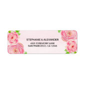 Roze Waterverf Ranunculus Adresetiketten Etiket (Voorkant)