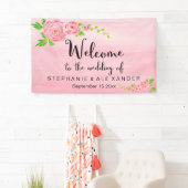 Roze Waterverf Ranunculus Bruiloft Bloemen Banner (Insitu)