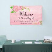 Roze Waterverf Ranunculus Bruiloft Bloemen Banner (Beurs)