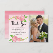 Roze Waterverf Ranunculus Wedding Foto Bedankkaart (Voorkant / Achterkant)