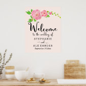 Roze Waterverf Ranunculus Wedding Poster (Keuken)