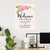 Roze Waterverf Ranunculus Wedding Poster (Thuiskantoor)
