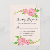Roze Waterverf Ranunculus Wedding RSVP Reactie (Voorkant / Achterkant)