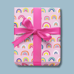 Roze Waterverf Regenboog Cadeaupapier