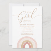 Roze Waterverf regenboog is een Baby shower voor m Kaart (Voorkant)