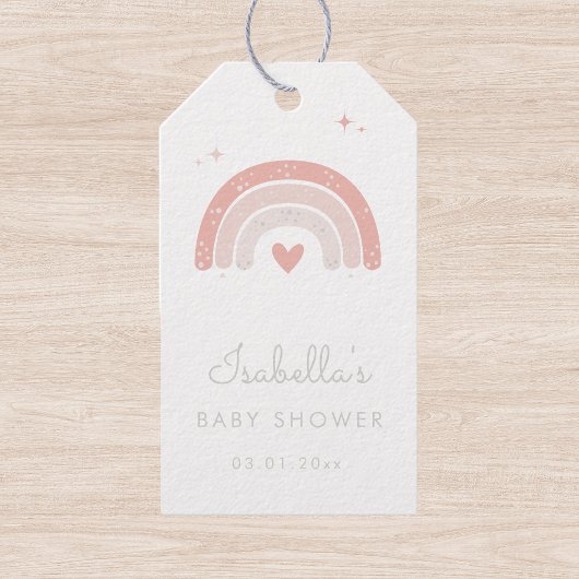 Roze Waterverf Regenboog Meisje Baby Shower Cadeaulabel