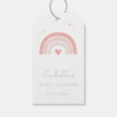 Roze Waterverf Regenboog Meisje Baby Shower Cadeaulabel (Voorkant)