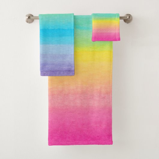 roze Waterverf Regenboog Modern Bad Handdoek (Insitu)