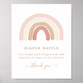 Roze Waterverf regenboogBaby shower Luierspoeling Poster
