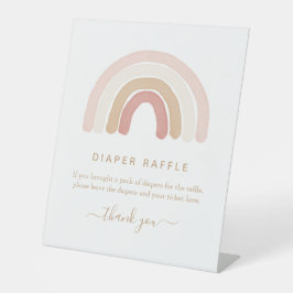 Roze Waterverf regenboogBaby shower Luierspoeling Reclamebord Met Voetstuk