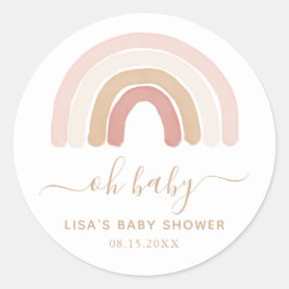 Roze Waterverf regenboogBaby shower Ronde Sticker