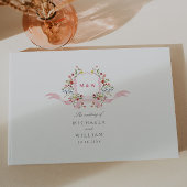 Roze Waterverf Regency Botanical Crest Wedding Gastenboek