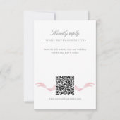 Roze Waterverf Regency Crest QR Online Wedding RSVP Kaartje (Voorkant)