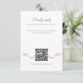 Roze Waterverf Regency Crest QR Online Wedding RSVP Kaartje (Staand voorkant)