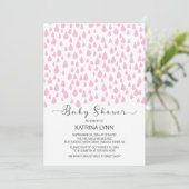 Roze Waterverf regendruppels meisjes Baby shower Kaart (Staand voorkant)