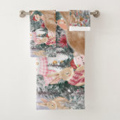 Roze Waterverf Reindeer, Snowman Merry Kerstmis Bad Handdoek (Insitu)