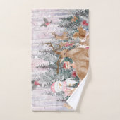 Roze Waterverf Reindeer, Snowman Merry Kerstmis Bad Handdoek (Handdoek)