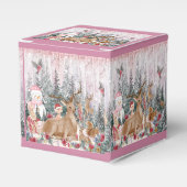 Roze Waterverf Reindeer, Snowman Merry Kerstmis Bedankdoosjes (Voorkant Zijde)