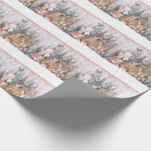 Roze Waterverf Reindeer, Snowman Merry Kerstmis Cadeaupapier (Hoek)