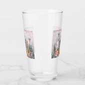 Roze Waterverf Reindeer, Snowman Merry Kerstmis Glas (Links)