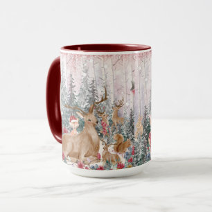 Roze Waterverf Reindeer, Snowman Merry Kerstmis Mok