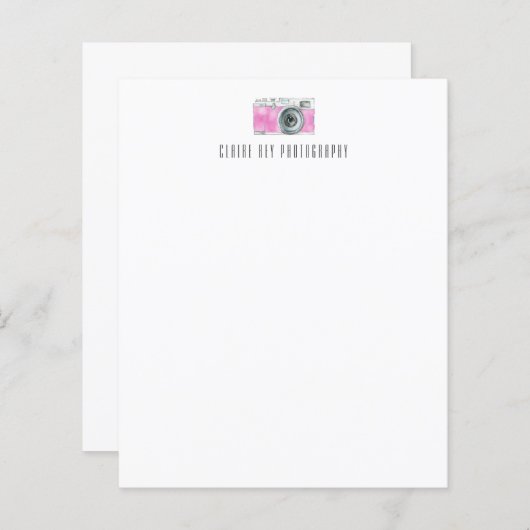 Roze Waterverf Retro camera fotograaf Logo (Voorkant / Achterkant)