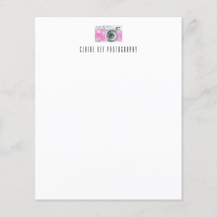 Roze Waterverf Retro camera fotograaf Logo
