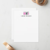 Roze Waterverf Retro camera fotograaf Logo Notitiekaartje (Voorkant / Achterkant in situ)