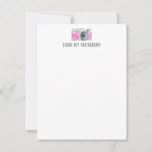 Roze waterverf retro camerafotograaf logo notitiekaartje