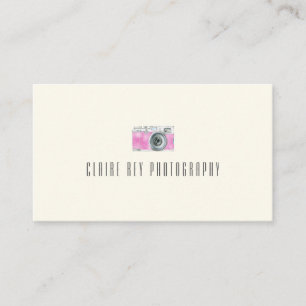 Roze waterverf retro camerafotograaf logo visitekaartje