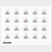 Roze Waterverf Retro  Camper Glamper Ronde Sticker (Vel)